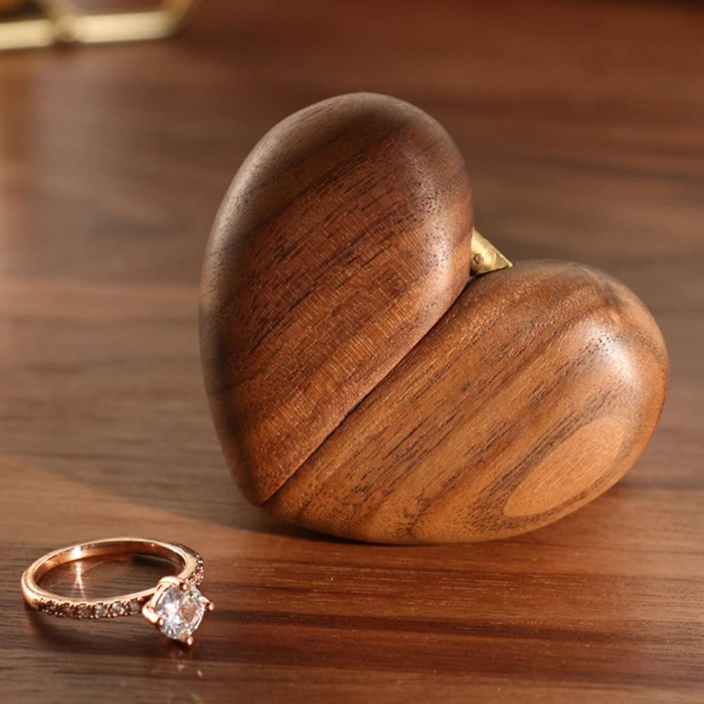Regalos conmemorativos Regalos para Hombres Caja de Madera para Anillos Estuche para Anillos con Forma de corazón Organizador de Joyas para Ceremonia de Boda Propuesta Compromiso Regalos
