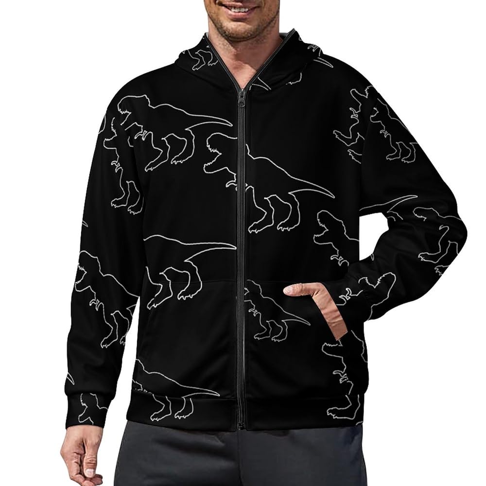 Amazon.com : T-Rex Dinosaur Full-Zip Up Hooded Casual