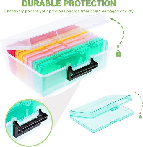 Miniatura 5 de Caja de almacenamiento de fotos de 5 x 7 pulgadas, 18 contenedores interiores extra grandes para organizar fotos, caja de almacenamiento de plástico