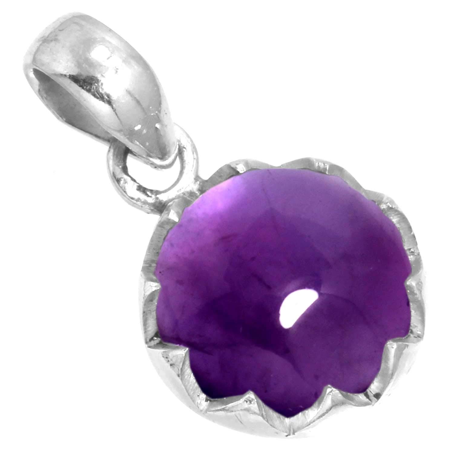 925 Sterling Silver Handmade Pendant for Women 12 MM Round Gemstone Boho Silver Jewelry for Gift (99525_P)-image-44