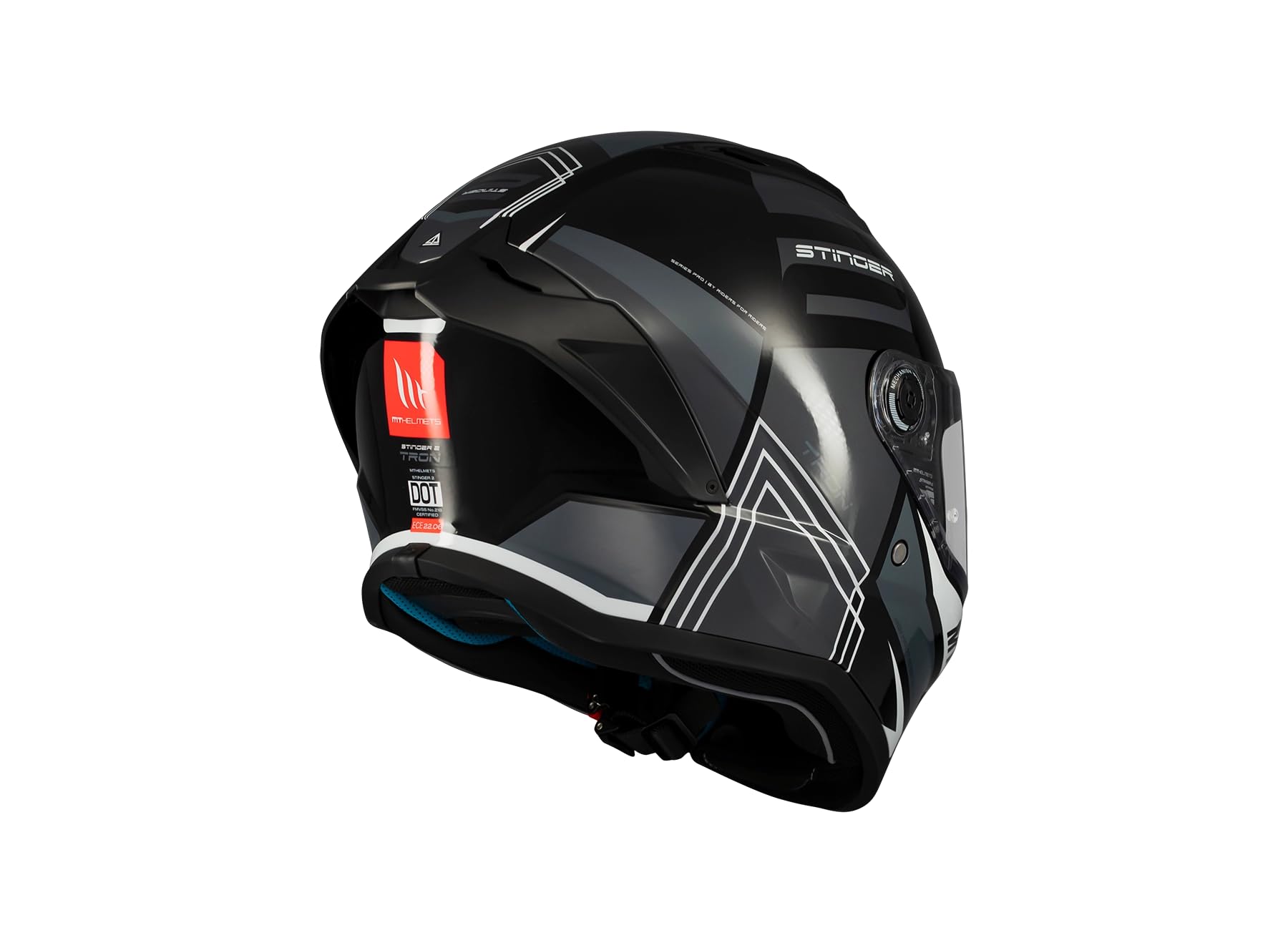 MT Helmets Stinger 2 – Casco Moto Integral Deportivo con Pantalla Antivaho Compatible con Pinlock, Visor Solar Full Vision, Interior Lavable y Calota HIRP | Homologado ECE 22.06 & DOT