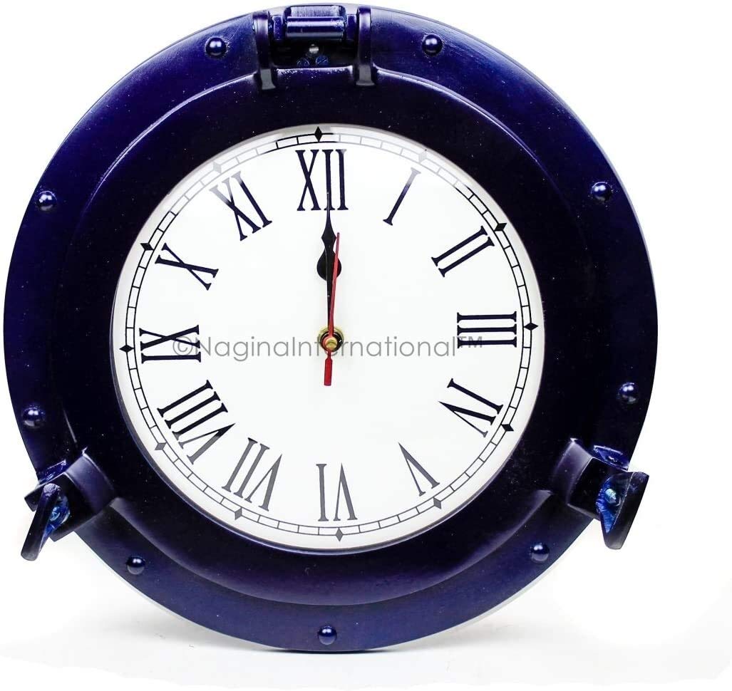 Hao Shuo Boutique Furniture Mirror Magic Mirror Creative clock, Hao Shuo Fashion boutique home decoration clock International Nautical Porthole Aluminium Blue Color | Maritime Wall Decor (8 Inches, Cl