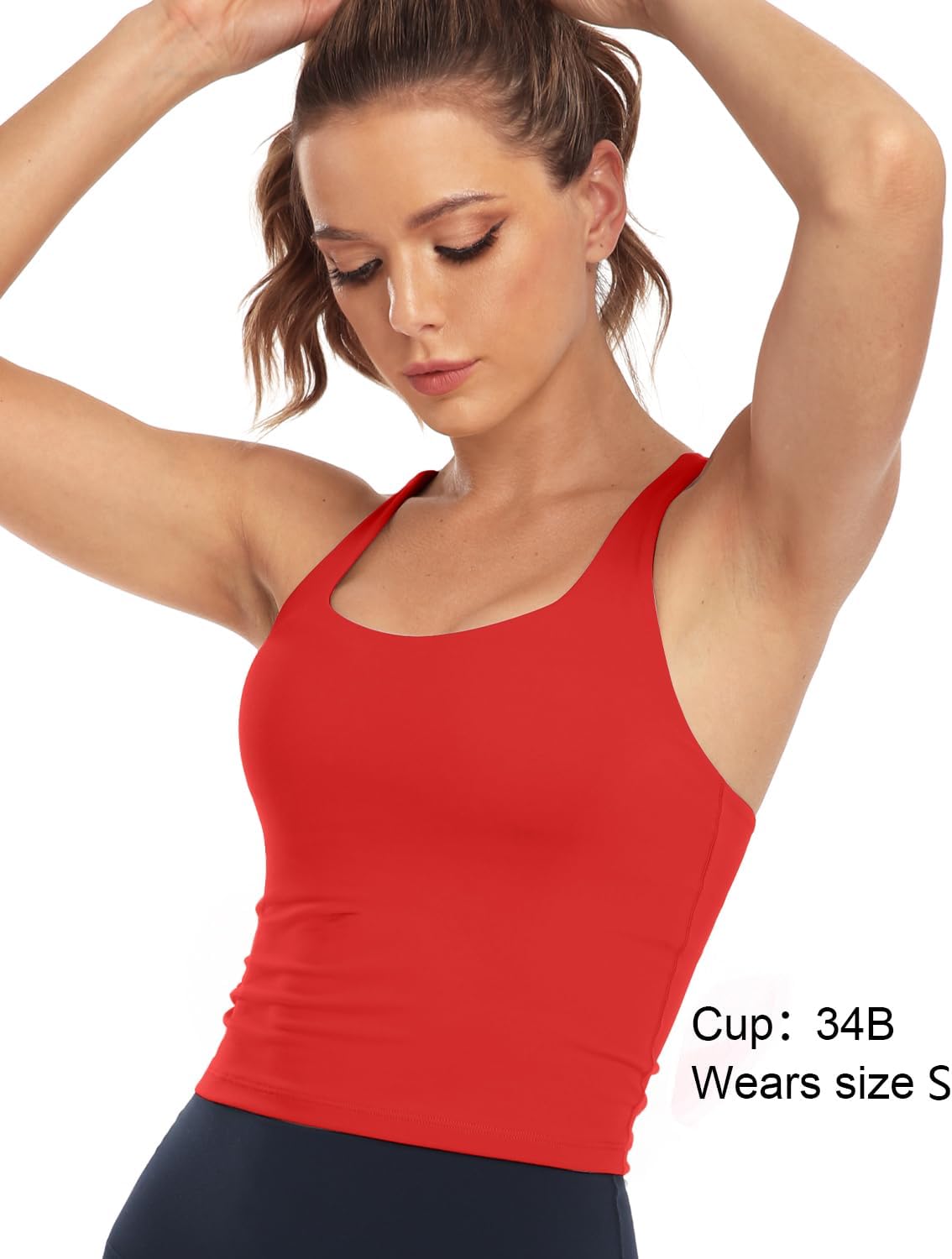 HeyNuts Longline Zeal Bras Medium Impact Wirefree Sports Bras Workout Crop Tank Tops with Removable Pads, A-D Cups - Image 4