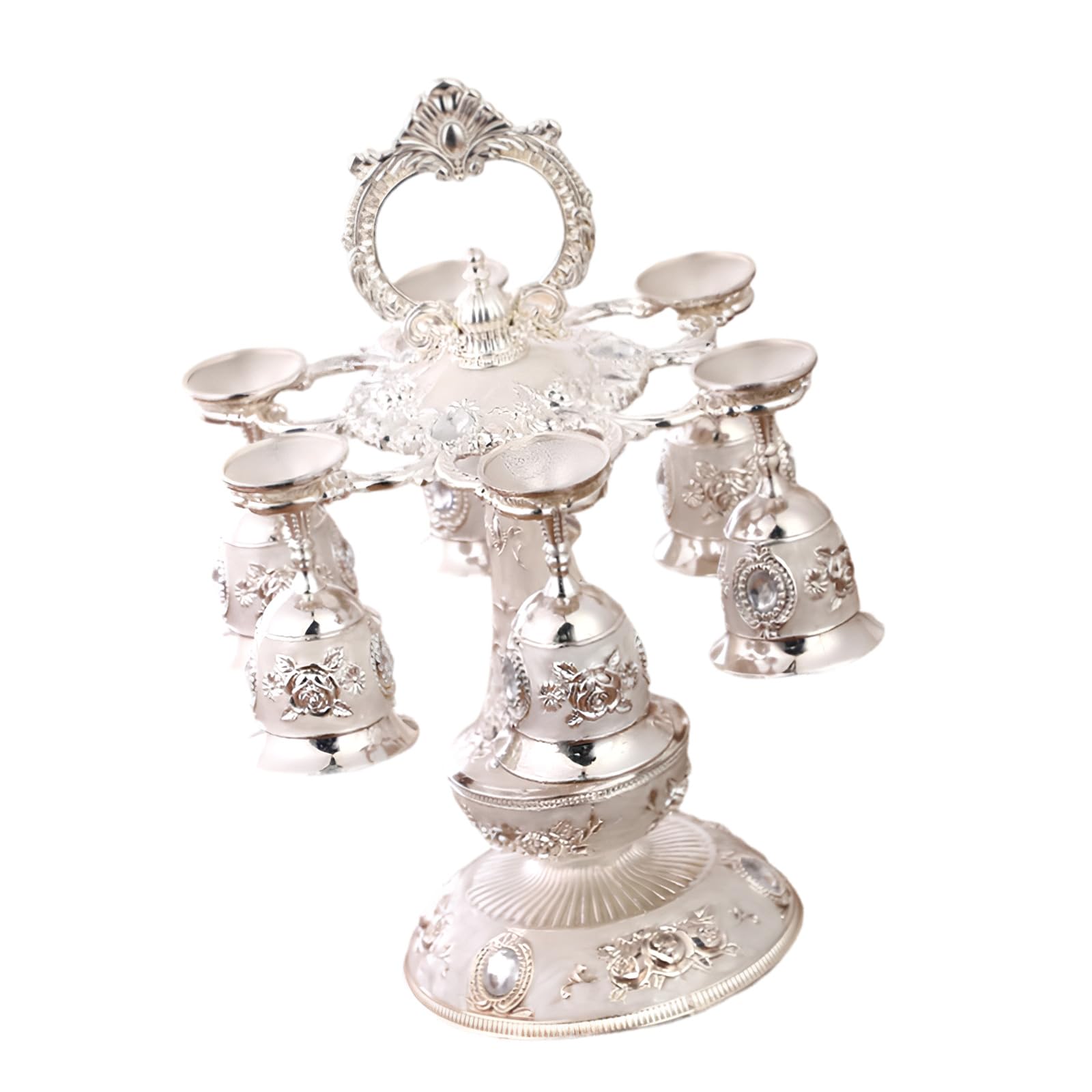 Tsophreniq Nordics Styles Elegant Liquor Set with Intricate Metal Carving Wine Goblet for Home Decoration and Gifting Metal Mixture Barwares Set
