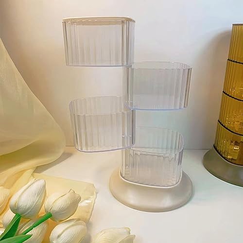 Miniatura 4 de Cryfokt Caja de almacenamiento de joyería giratoria de 4 niveles, organizador de accesorios para el cabello giratorio de plástico para pinzas para