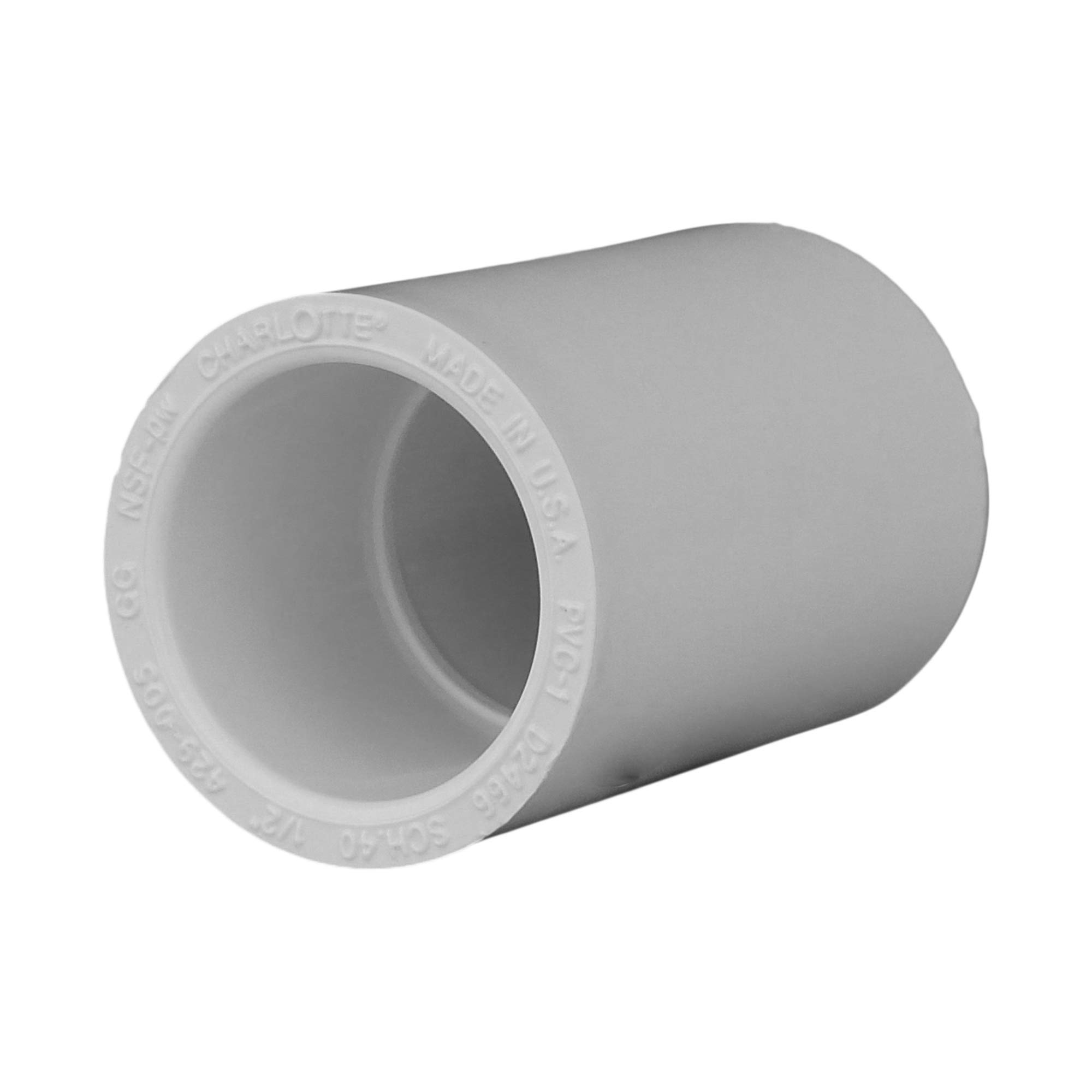 Charlotte Pipe Łącznik rurowy 1/5.1 cm - (gniazdo x gniazdo) harmonogram 40 PCW trwały nacisk łatwy w instalacji, wysoka wytrzymałość na rozciąganie i tłumiący dźwięk do użytku domowego lub