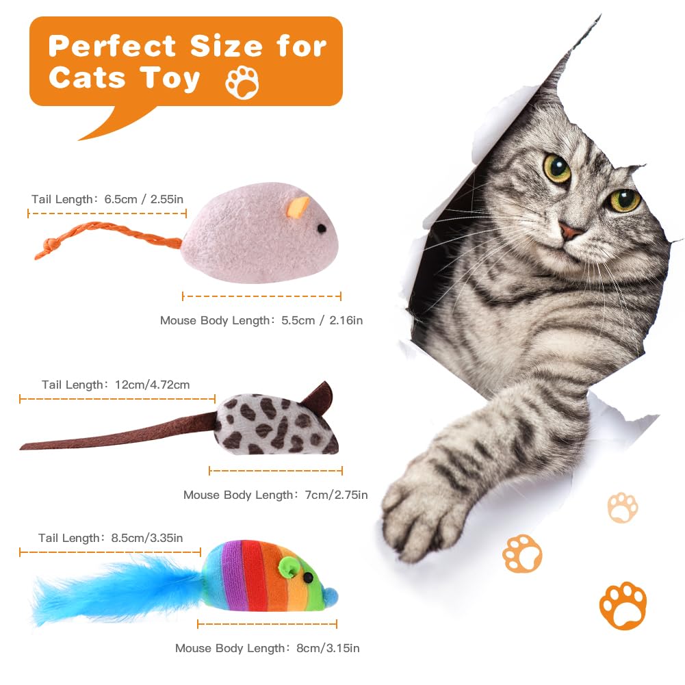 Adiwo Set di 9 Giocattolo per Gatti con Erba Gatta, Giocattolo Cuscini per Gatti, Gatto Mouse Giocattoli, Carini Peluche a Forma di Topo, Giocattoli di Erba Gatta per Coccolare, Giocare e Dental Care