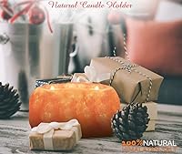 Vista 5 de Himalayan Glow Candelabro de sal rosa natural de 2 agujeros, tallado a mano, 100% pura sal de cristal del Himalaya, lámpara de vela Gran