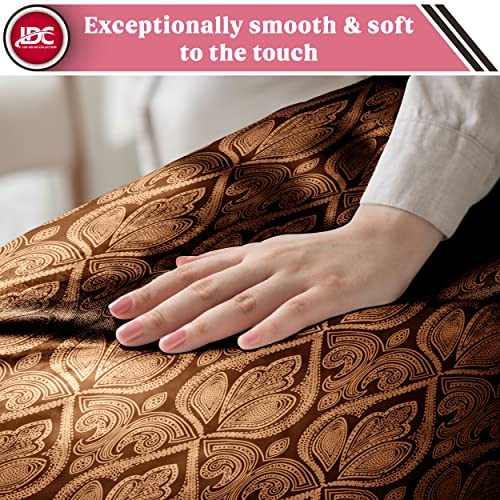 Ldc Lux Decor Collection Bed Sheets - 6 Pc King Size Sheets - 1800 Thread Count Brushed Microfiber Sheets -Upto 16 Inches Deep Pocket Bedding Sheets & Pillowcases (King, Paisley Brown) #TOP4