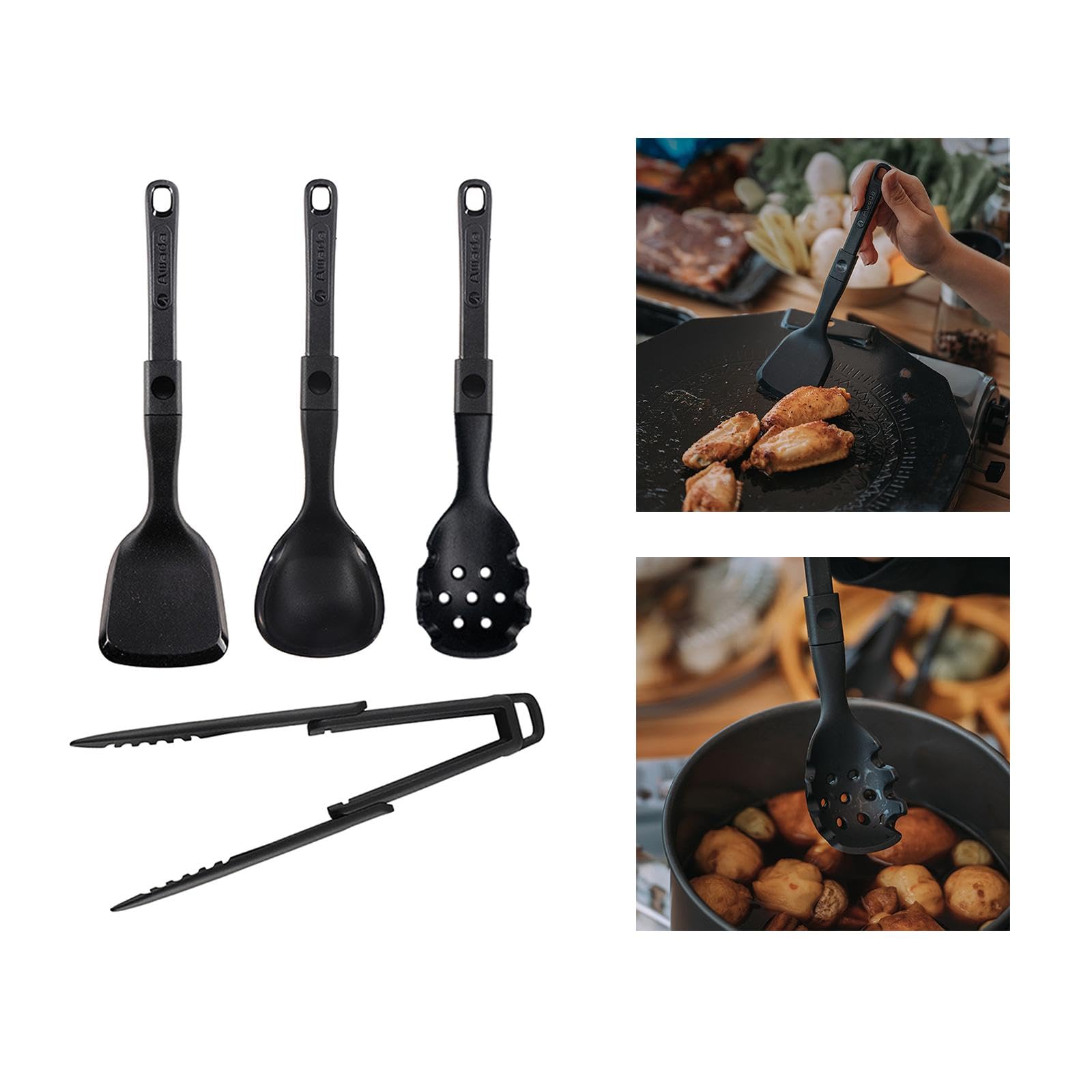 Klappbesteck, Kochutensilien Set, 4 Teilig, Faltbares Set für Outdoor Nicht Küchenutensilien, für Camping Suppenlöffel