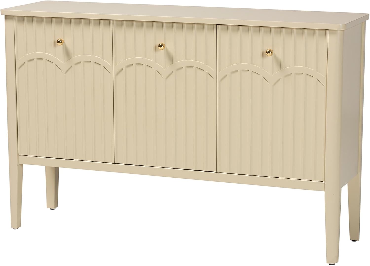 Bali & pari Leeba Sideboard - Modern Storage Buffet Console with Fluted Wood and Scalloped Molding for Kitchen or Dining Room