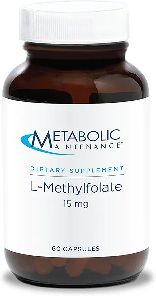 Metabolic Maintenance L-Methylfolate 15 mg - L Methyl Folate, Methylfolate Supplement for Women & Men, Methylated Vitamin B9 (5-MTHF) for Brain Health, Focus, and Calm - 60 Capsules (Pack of 1)