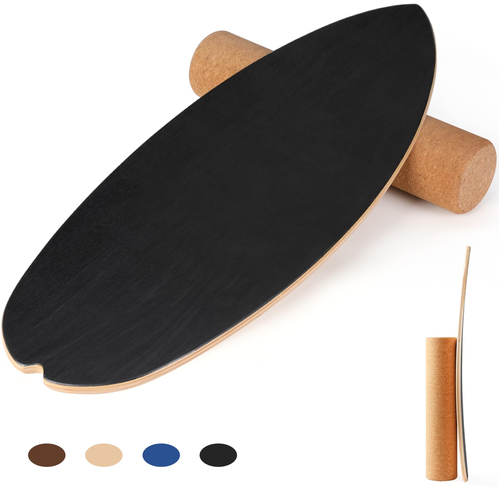 Balance Board 15 mm di spessore + rullo di sughero da 10 mm, carico massimo 150 kg, per surf e pattinaggio indoor