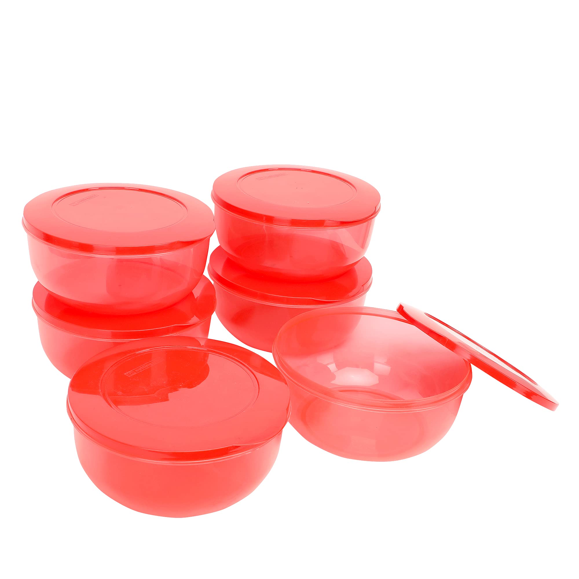 Cutting EDGE Eco-Storage Plastic Container Set for Kitchen & Refrigerator, 900 ML - (Set of 6, Red)