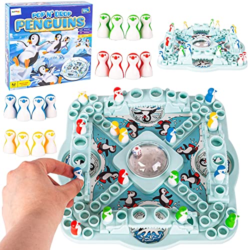 MalPlay Brett-Gesellschaftsspiel Pinguin ärgere Dich Nicht 2-4 Spieler für Familien & Freunde