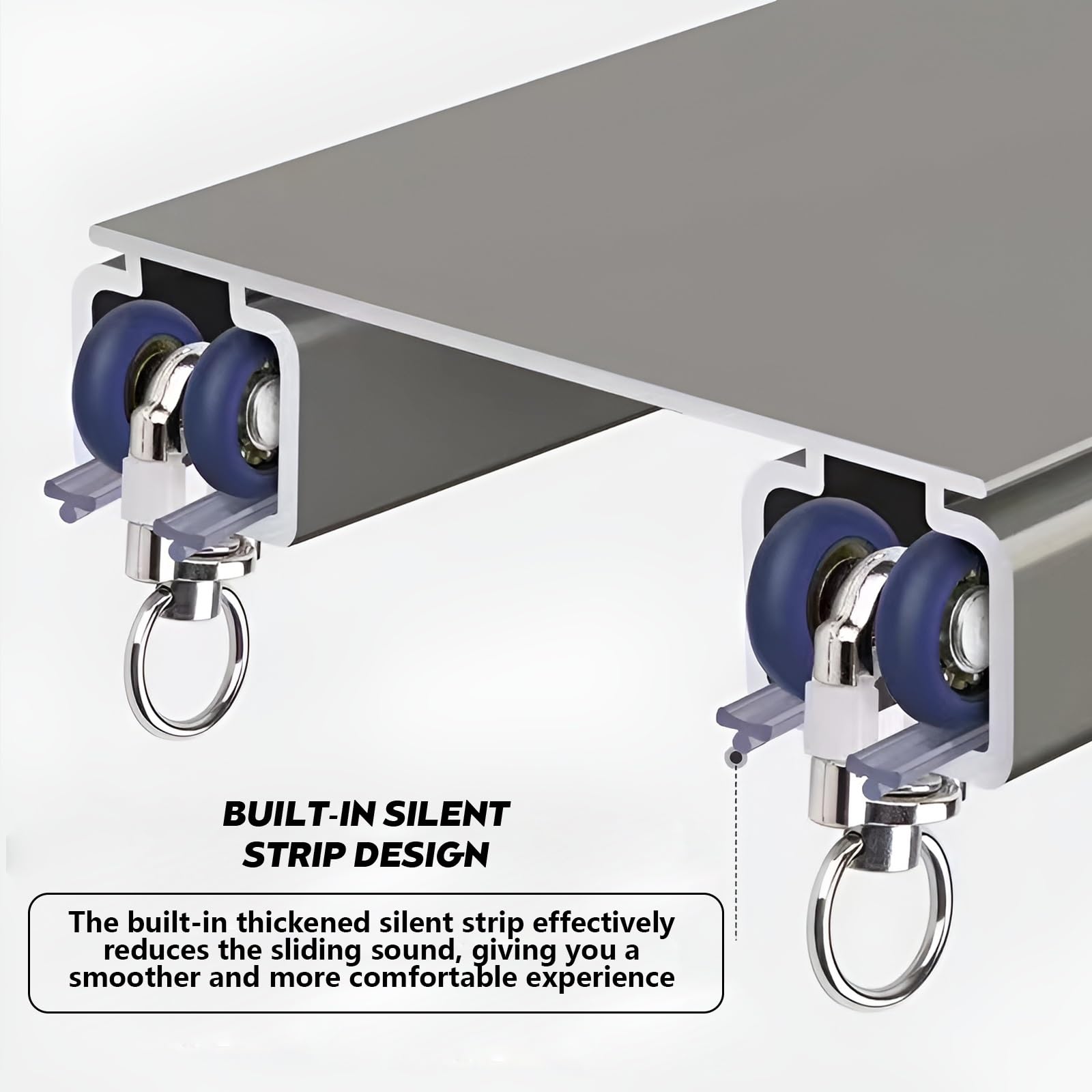 Rail de Rideau Double Rail Robuste et amélioré, Tringle à Rideau silencieuse en Aluminium, pour cloisons de séparation, Couleur Classique Assortie (Champagne, 260 cm/8,5 pi (2 x 130 cm))