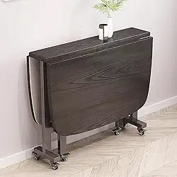 Mesa de jantar dobrável de madeira para cozinha - Mesa retangular extensível com folhas suspensas para espaços pequenos - Mesa de jantar com folhas