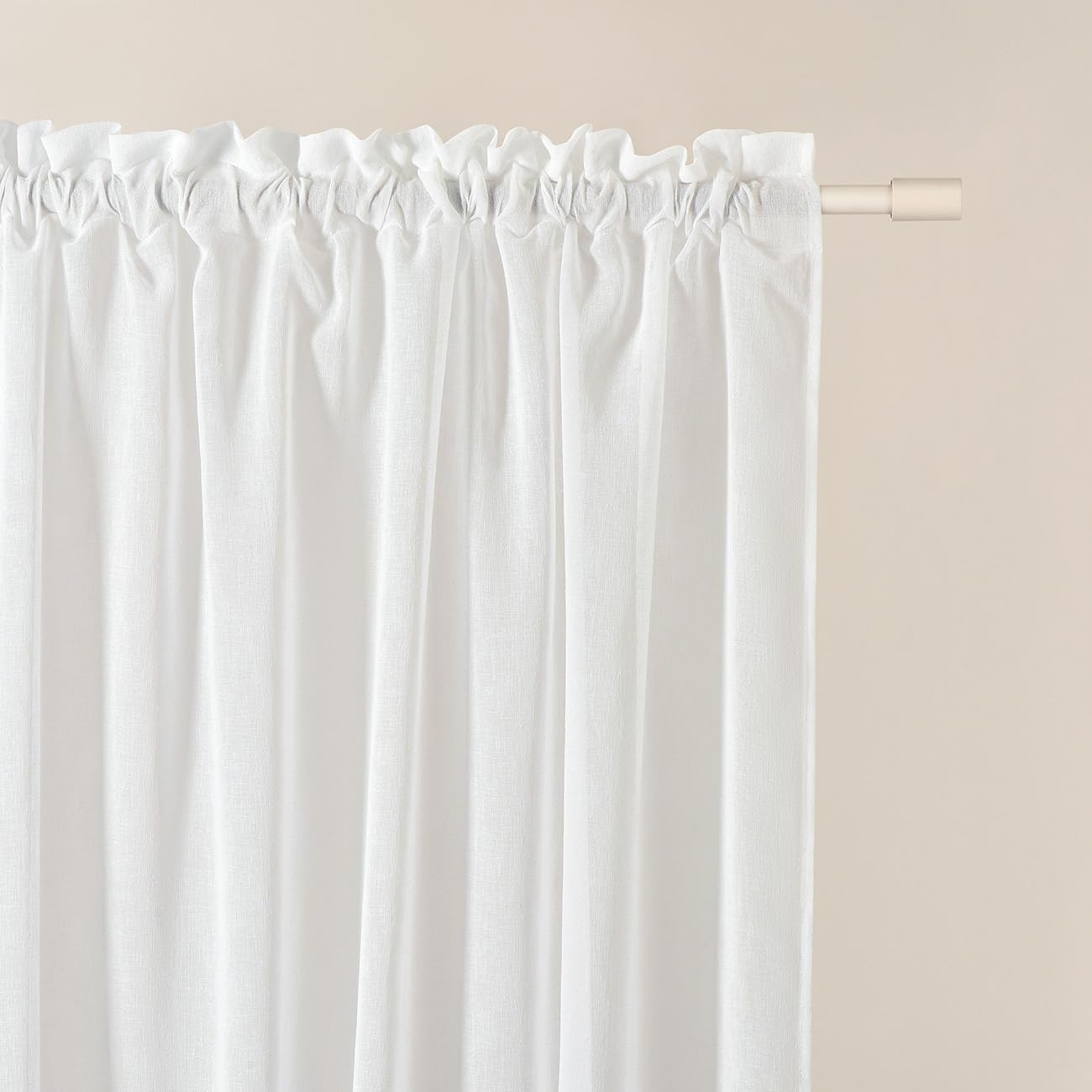 room99 Voilage Transparent avec Galon Fronceur Sensia 300 x 260 cm Décorations pour Maison Salon Chambre Fenêtre Intérieur rappelle Le Lin Blanc, 1 pièce