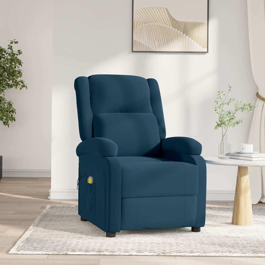 Generico Poltrona Massaggiante Elettrica Blu in Velluto,3098414