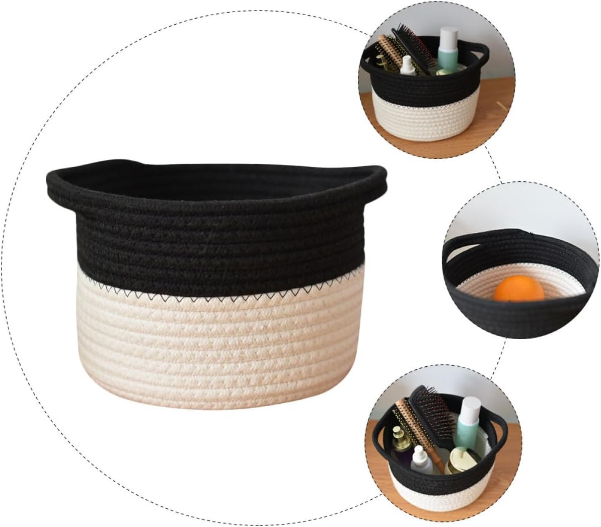 PRETYZOOM Hand-made Cosmetics Holder Modern Natural Design Storage Baskets for Shelves Rope Basket Kitchen Storage