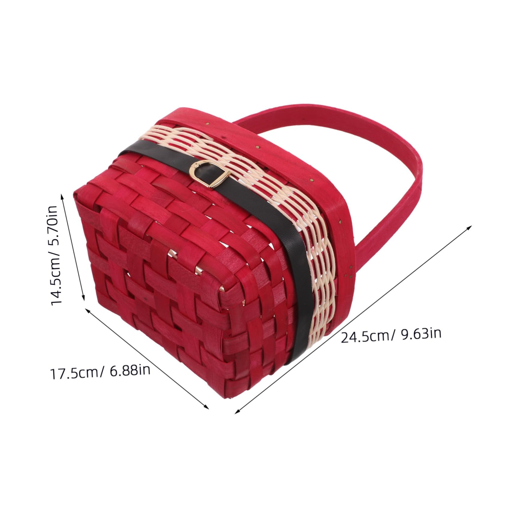 Cesta Navideña Decorativa Cuadrada Tejida Mano con Asa Organizador Portátil para Frutas y Regalos Cesta de Almacenamiento Resistente para Mesa y Despensa
