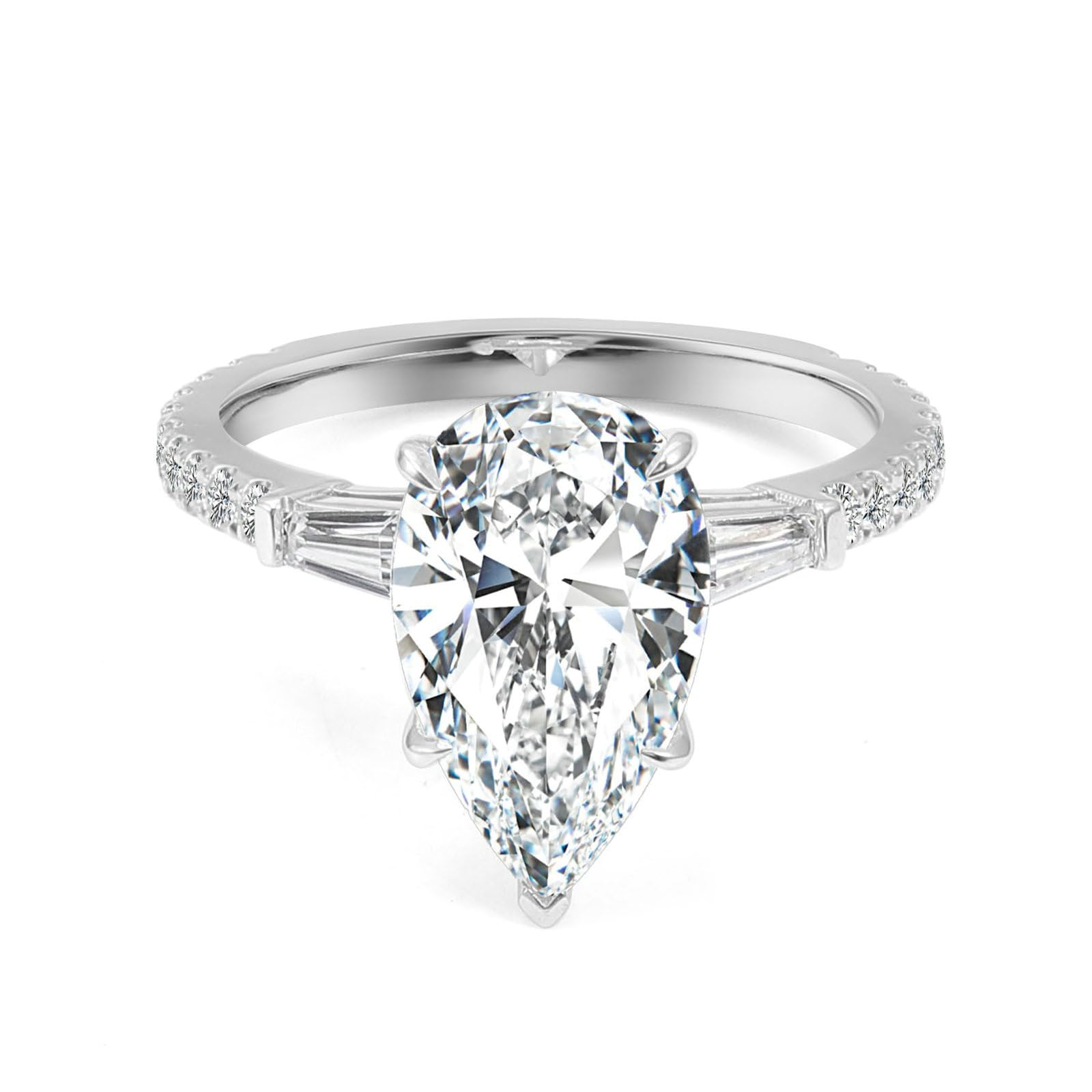 Beydodo Anello da donna singolo, in oro bianco 750 585 375 gocce, con moissanite, da donna, senza nichel, misura 50-62, 15 (17,5), metallo prezioso Gemma, Moissanite