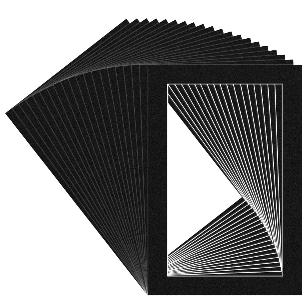 Procut Global 6x4" Black Picture Mounts for Frames - Fits 5x3" Aperture Size - Precision Cut Cardboard Photo Mounts - Mat Board for Prints, Artwork & Paintings - Pack of 20 โ image 1