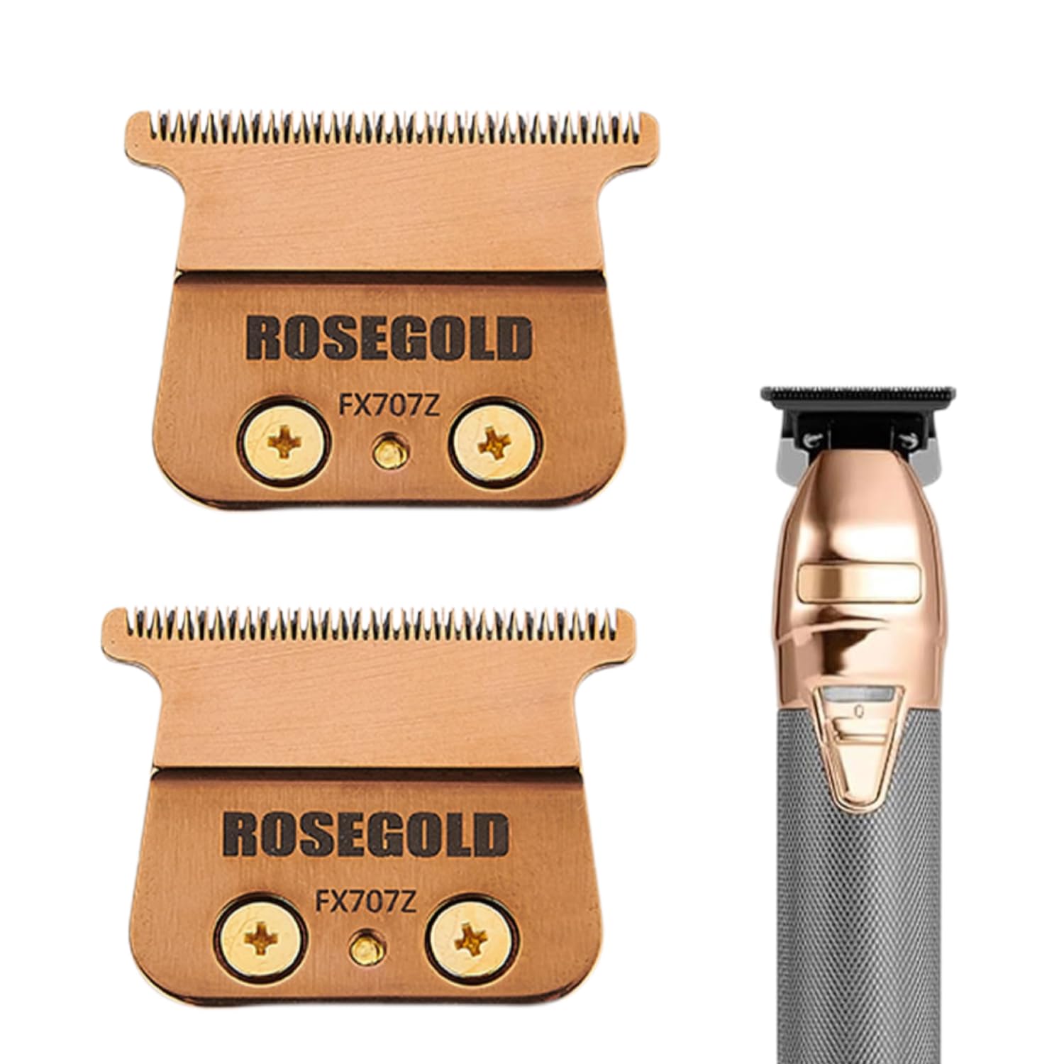 2 Pcs FX707Z DLC 2.0 Replacement Blades Head Compatible with BaByliss PRO Barberology Trimmer Blade,Zero-Gapped Replacement Trimmer Blade Compatible with BaBylissPRO FX787 & FX726 Trimmer (rose gold)