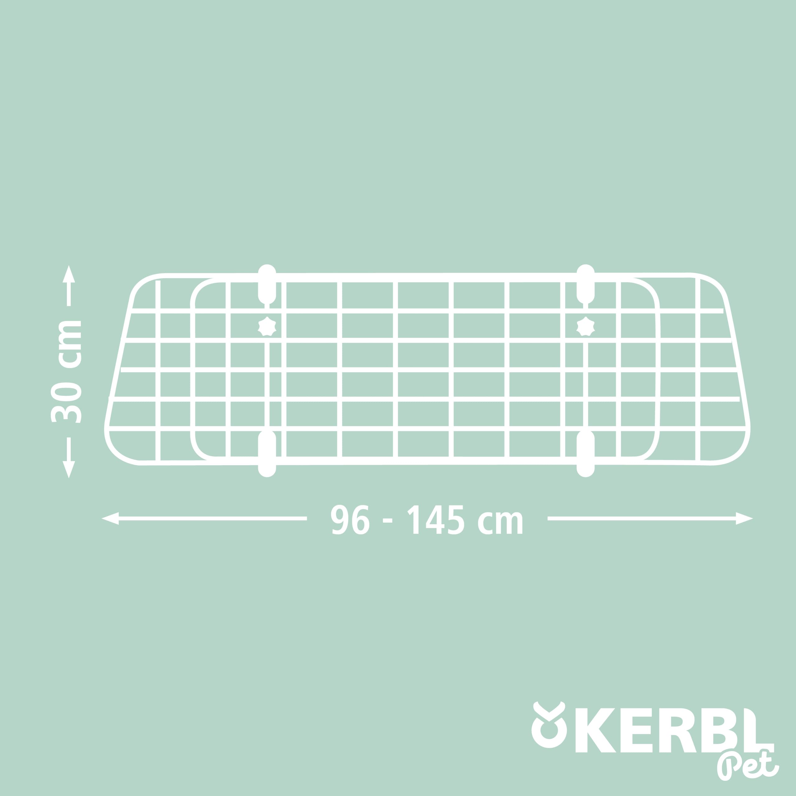 Kerbl Pet Autoschutzgitter, Transportschutz, Trenngitter, schwarz, 30cm, 96-145cm, Metall, Hunde, Schutzgitter für Kofferraum, verstellbare Breite