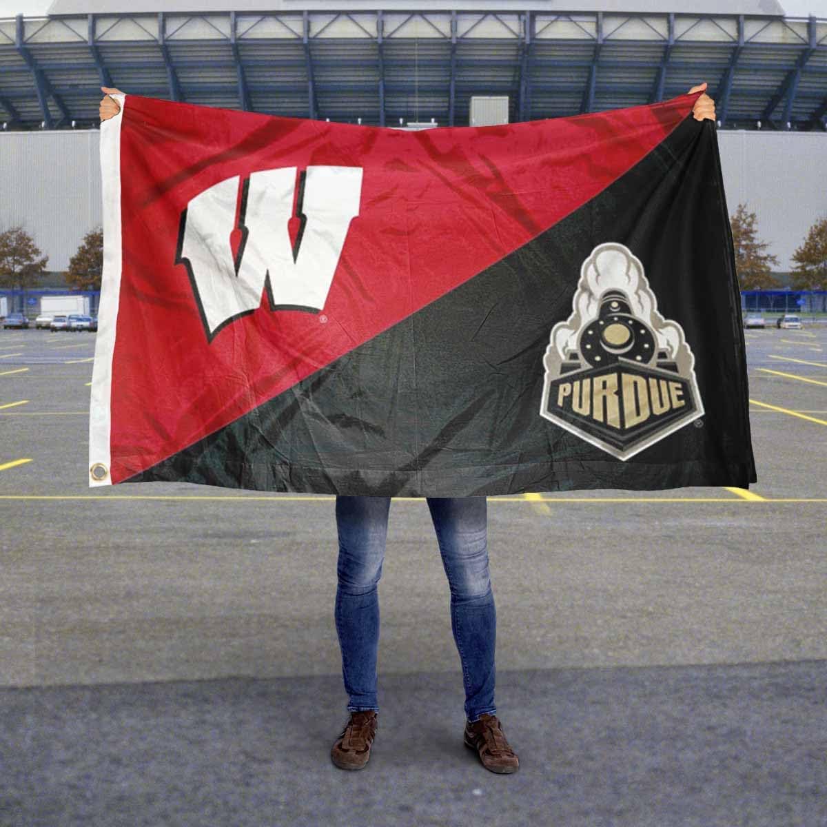 Wisconsin vs Purdue House Divided 3x5 Flag Rivalry Banner