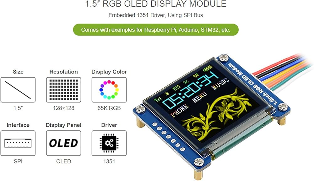 Amazon.co.jp: ウェーブシェア 1.5インチ RGB OLED ディスプレイ