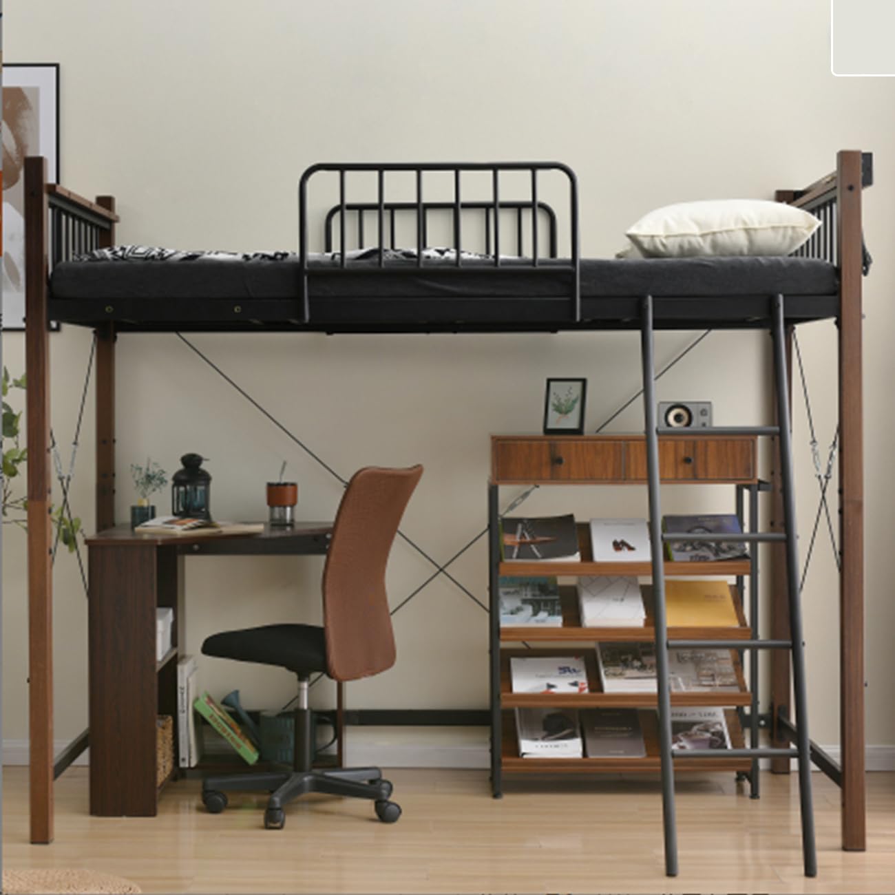 Amazon｜ロフトベッド パイプベッド シングル 耐荷重150kg 高さ140cm 
