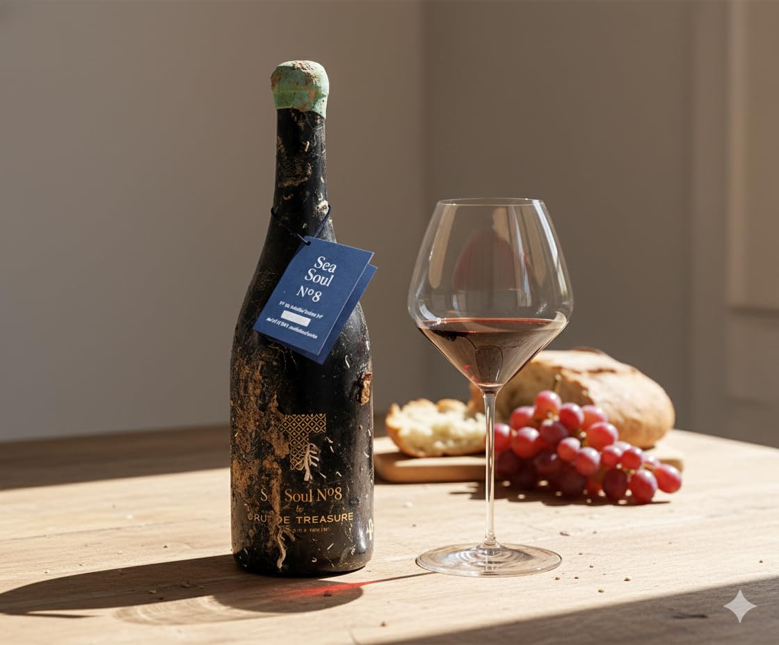 Crusoe Treasure Sea Soul Nº 8 - vino submarino - vino tinto - estuche regalo de 1 botella 750ml - Cata online gratuita incluida
