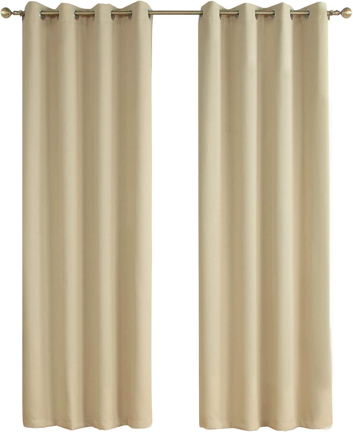 Rama Rose Blackout Curtains Room Darkening Thermal Insulated Grommets Window Curtains for Bedroom Living Room,54" W x 90" L,1 Panel,(Beige)