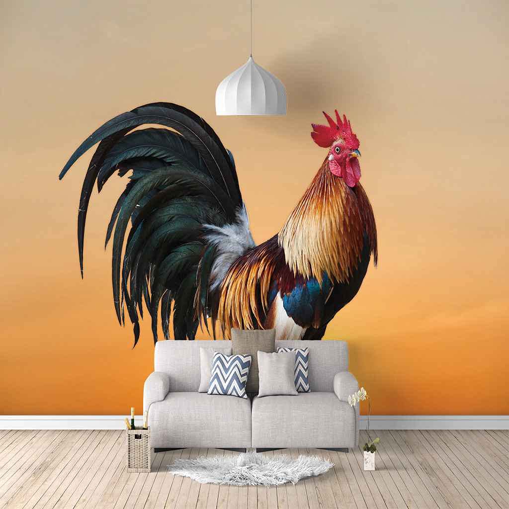 Papier peint photo coq animalier pour une décoration de cuisine moderne