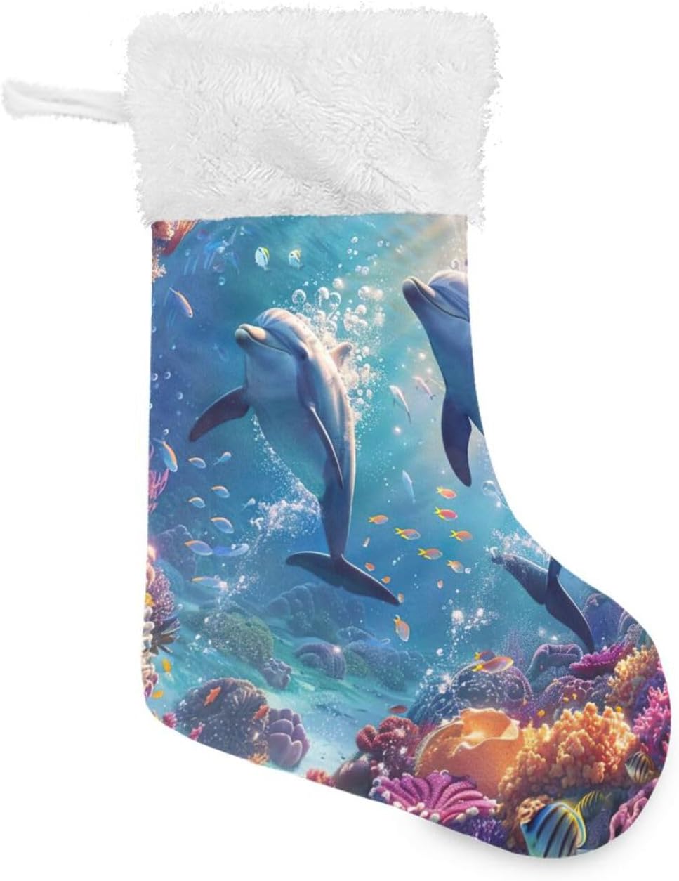 Blueangle Ocean Dolphins Christmas Stockings 17.7 Inch Gift Holders for Party Holiday Decorations Ornaments,1 Pack