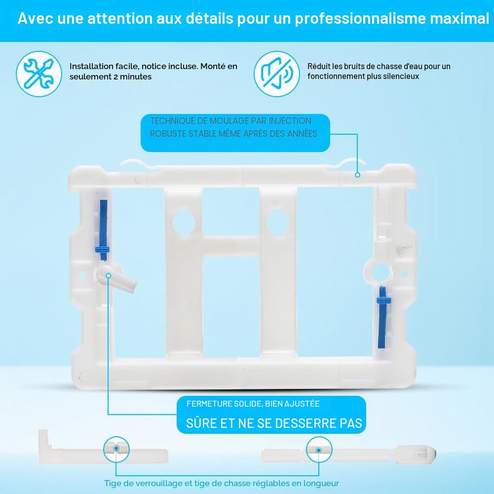 Plaque de déclenchement WC, compatible avec Geberit Sigma, UP300 & UP320, Double chasse 243 × 162 mm, avec set de tige de chasse et cadre de montage (Blanc)
