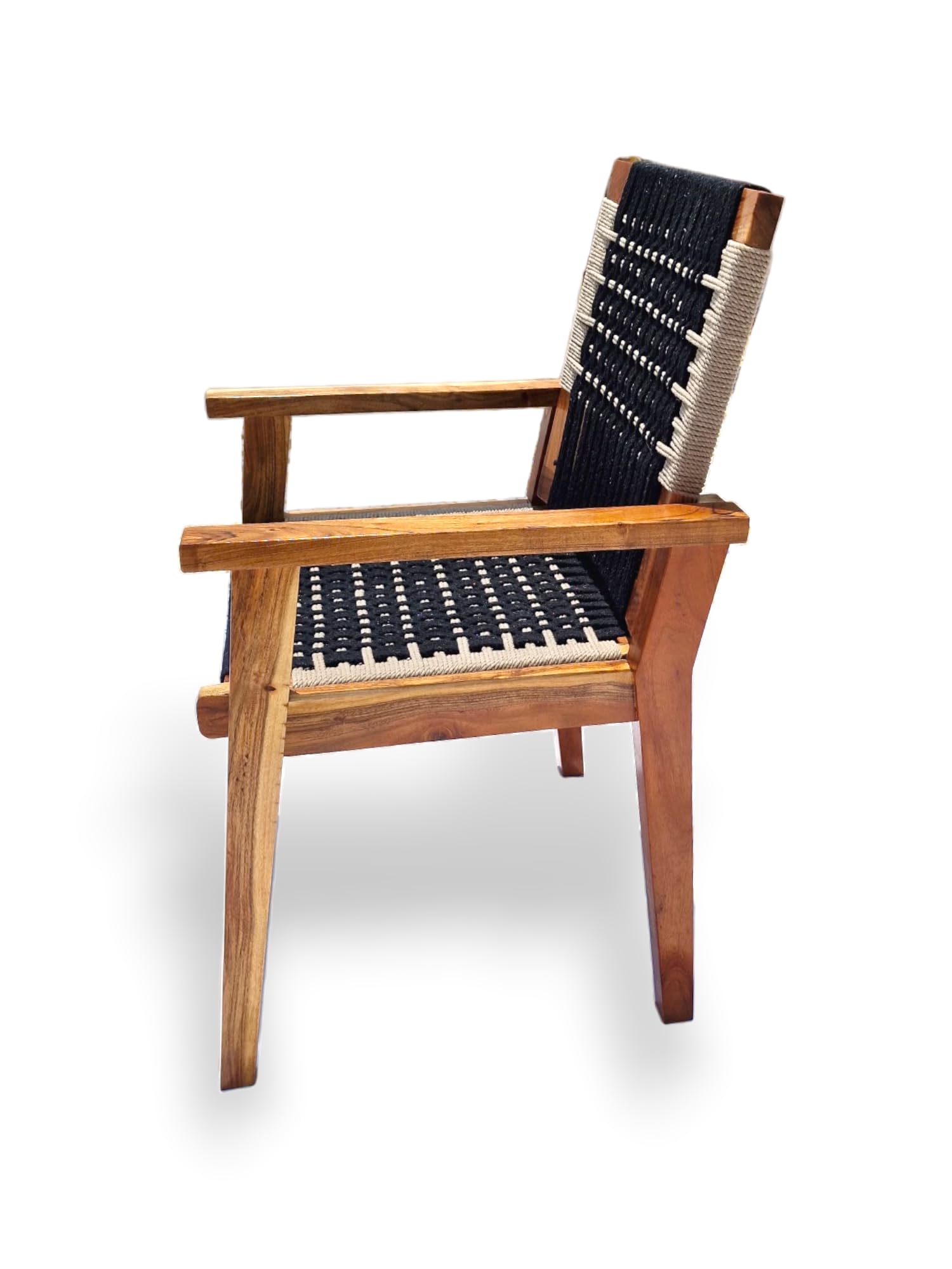 IMPREXIS STORE Wooden Hand-Woven Chair with armrest & Medium backrest Chair 1