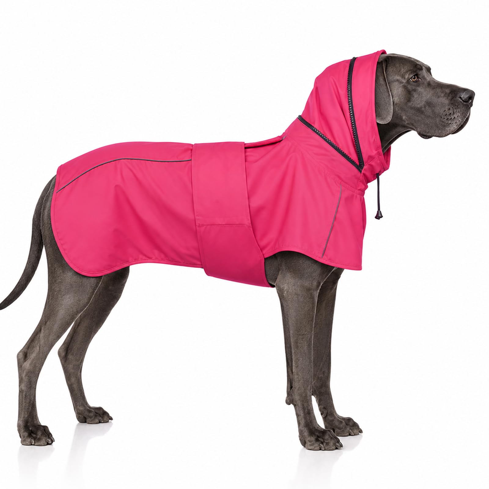 OUOBOB Dog Raincoat for Extra Large Dogs with Hood, Waterproof Dog Rain Jacket with Leash Hole, Reflect Strips, Ideal for Rainy Walks, Hiking, Camping Saint Bernard & Newfoundland - Pink XXXXL