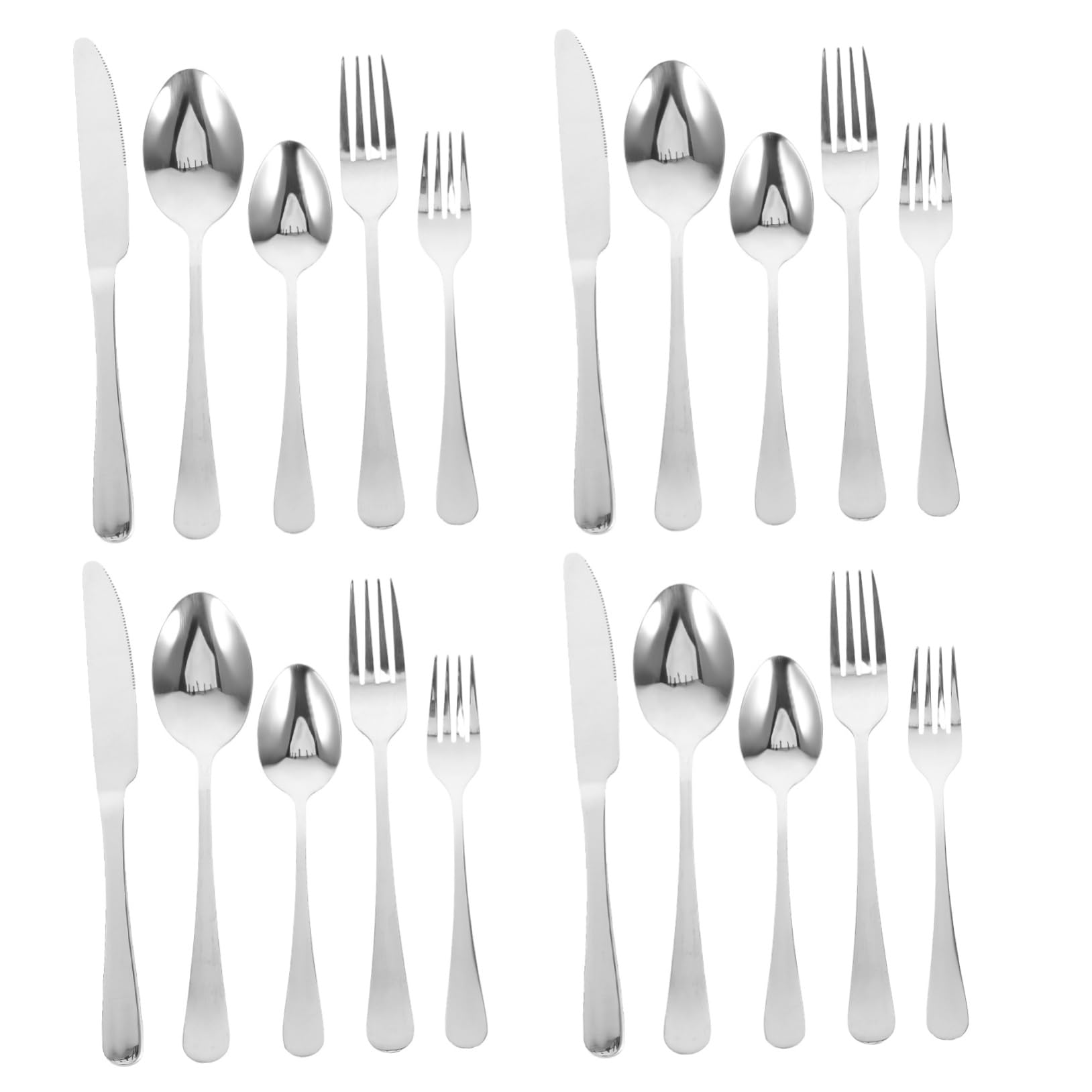 Mikinona 20pcs Stainless Steel Cutlery with Steak Knives Forks Spoons and Tea Spoons for Dining Travel and Parties Stylish Utensils for Home and Restaurant Use