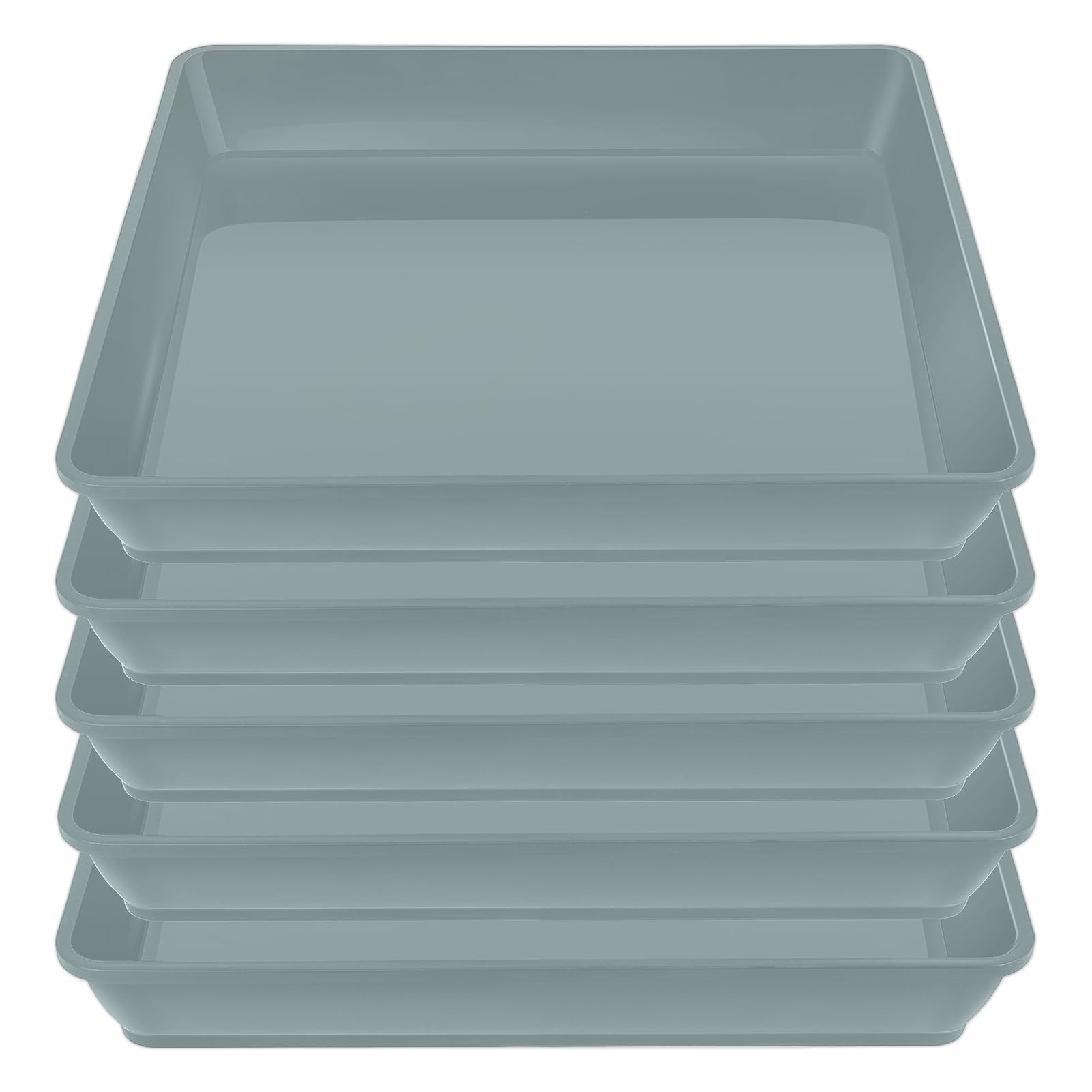Qinlenyan 5Pack Square Plant Saucer Drip Tray 10 12 inch Flower Pot Saucers Plastic Plant Trays for Indoor Outdoor Plants,Catch Excess Water and Soil Grey 10 inches