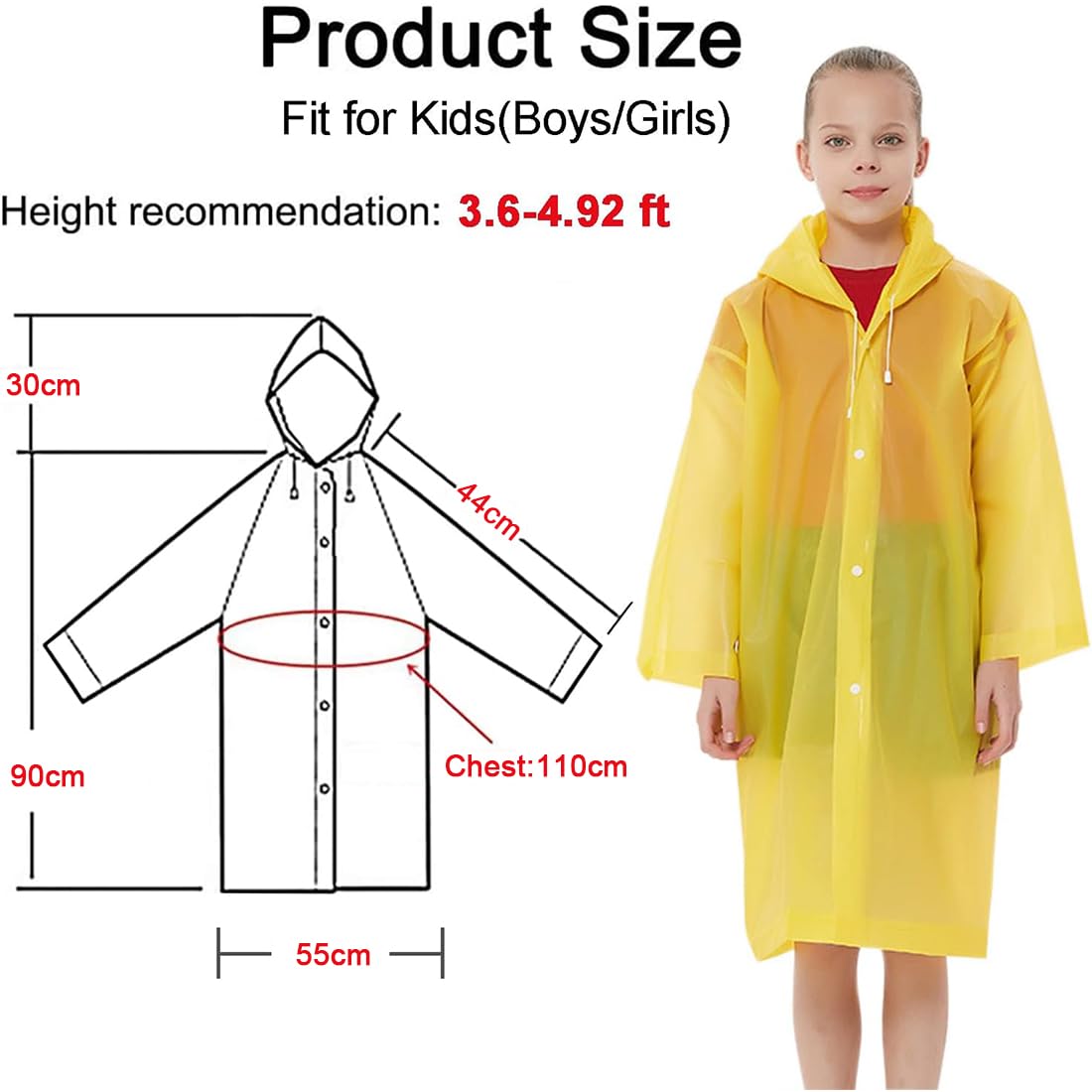 2 Piezas Eva Poncho Reutilizable,Poncho de lluvia para niños,Poncho de lluvia impermeable portátil,Adecuado para niños