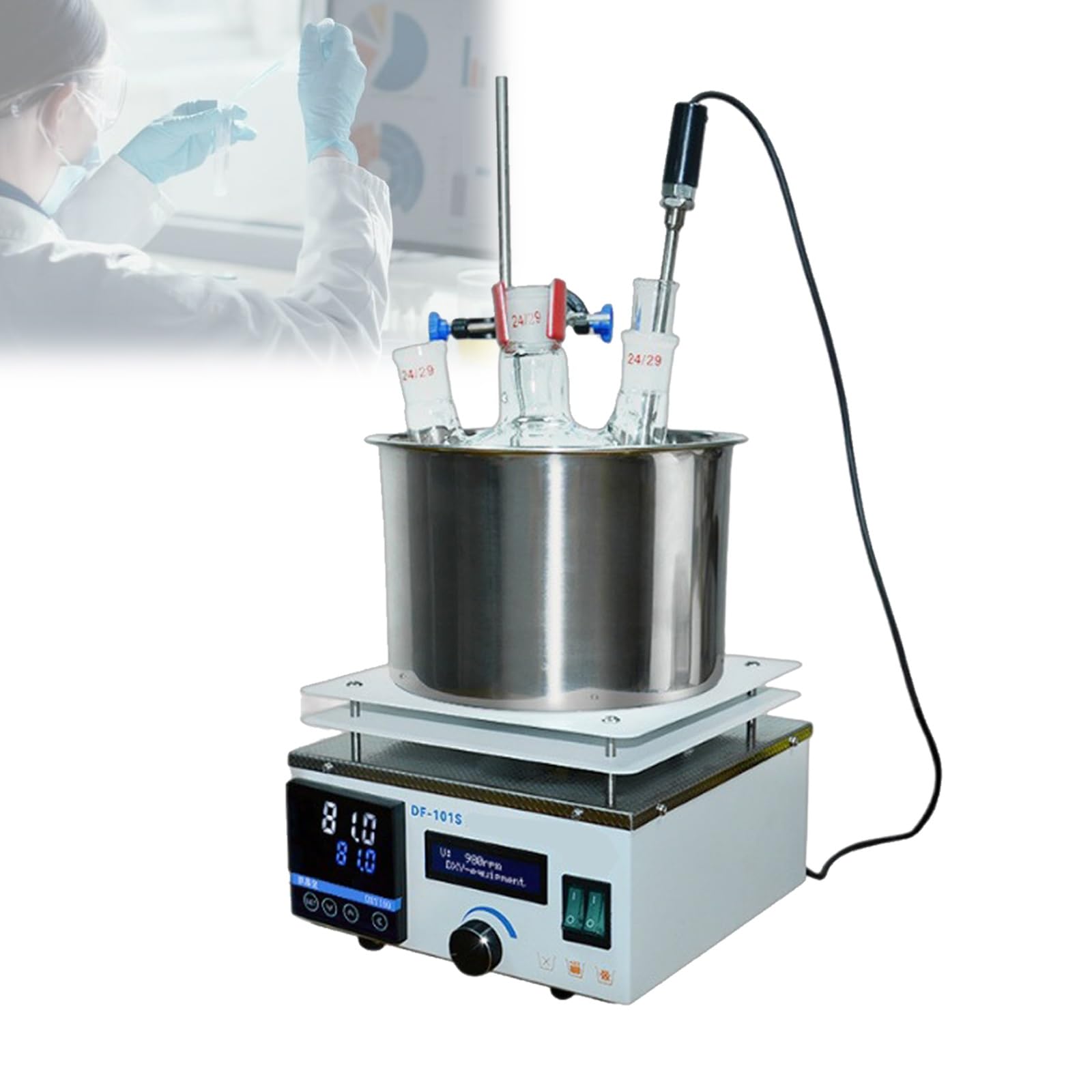 Agitatore magnetico for bagno d'acqua e bagno d'olio, miscelatori magnetici digitali da laboratorio, agitatore a piastra calda in acciaio inossidabile 304 con velocità di agitazione(10L)