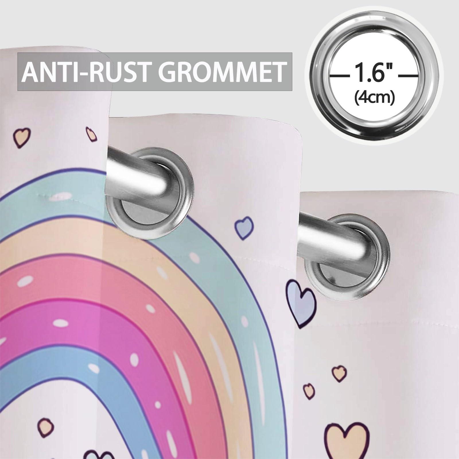 Design Keah Coeurs Nuages, Rideaux à Oeillets 70L X 240H cm (2 Panneaux), Isolant Thermique Opaque pour Porte-Fenêtre, Blanc
