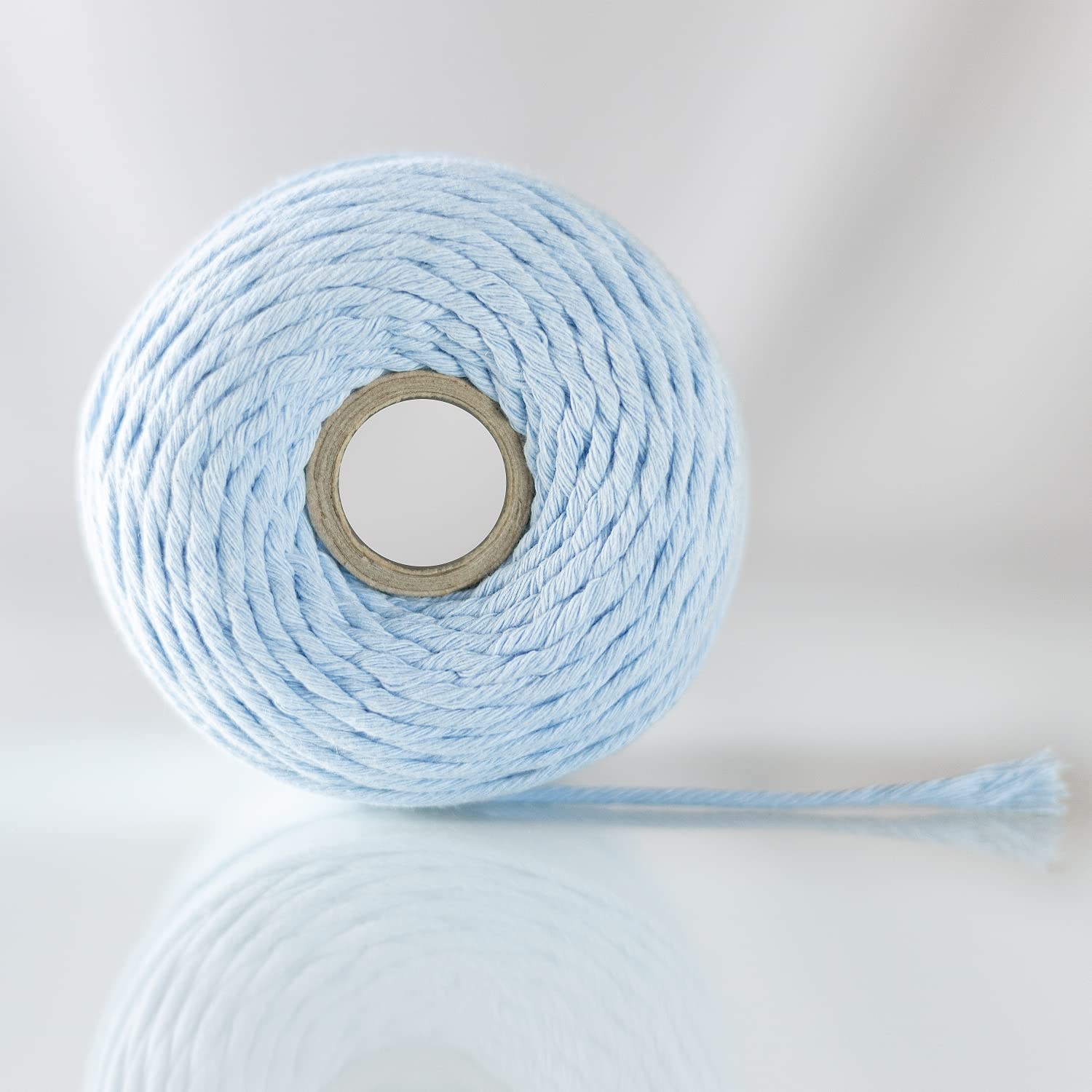 Creative Deco 656 Feet Pastel Blue Macrame Cord | 200m | 3mm 30 Ply | Cotton-Polyester Rope String Yarn Twine Elastic Cord | Perfect for Arts and Crafts DIY Knitting Gift Wrapping | Thick Strong