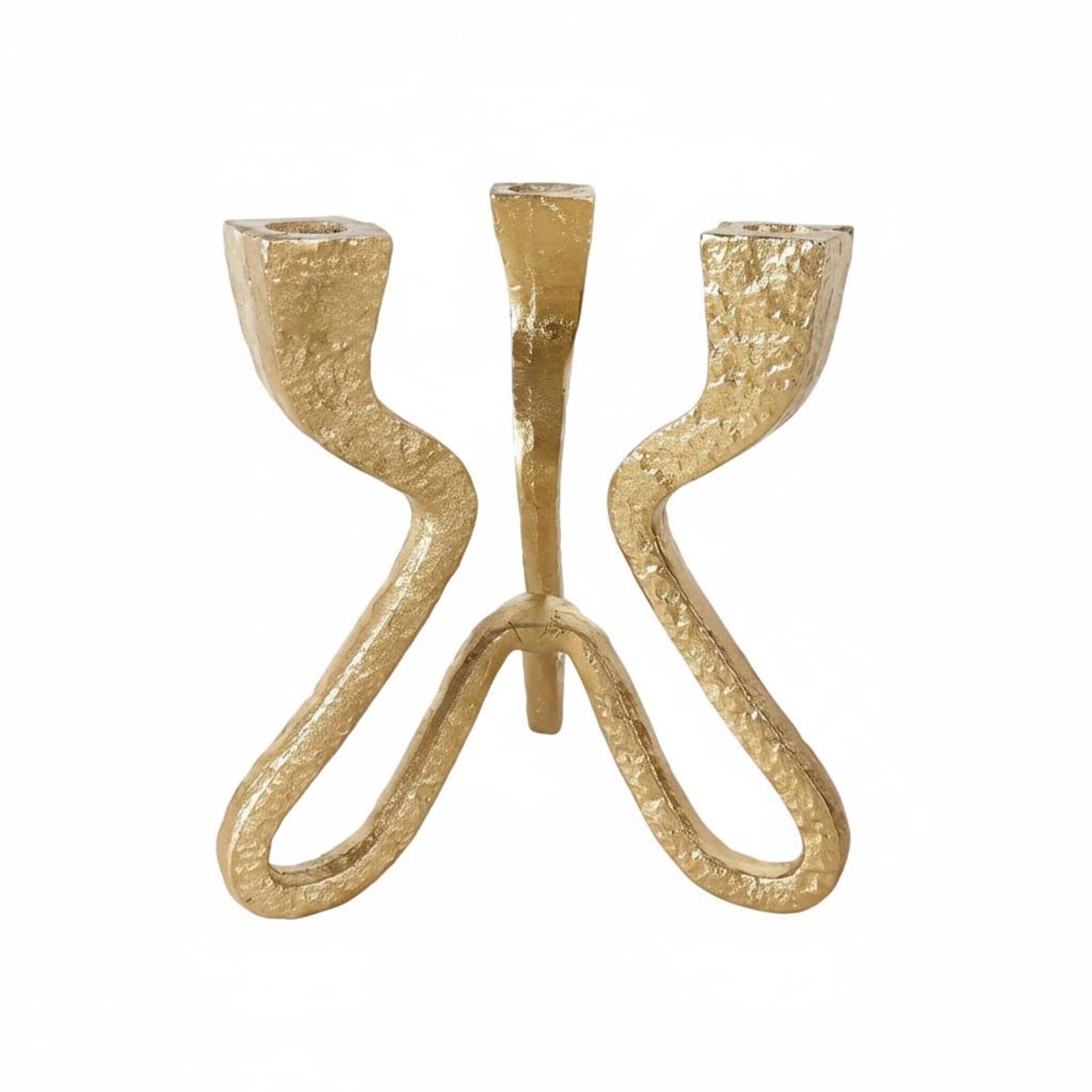 predolo Holder Portacandele Scultoreo Candeliere Astratto Supporto Tre Candele Struttura Aperta Resina Testurizzata Finitura Adatto a Mensole Camini Tavoli Sala da Pranzo Soggiorno, Oro