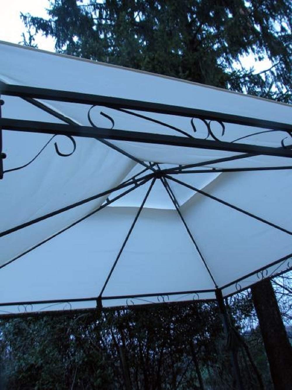 Telo di Copertura per Gazebo Ricambio 3x3m Ecrù con Airvent Aggancio Spigoli