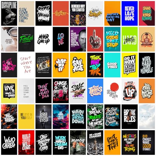 Image of 54 Motivational & Inspirational Aesthetic Mini Posters (4 x 6 Inch) | Premium Wall Collage Kit for Room, Office, Dorm & Home Decor