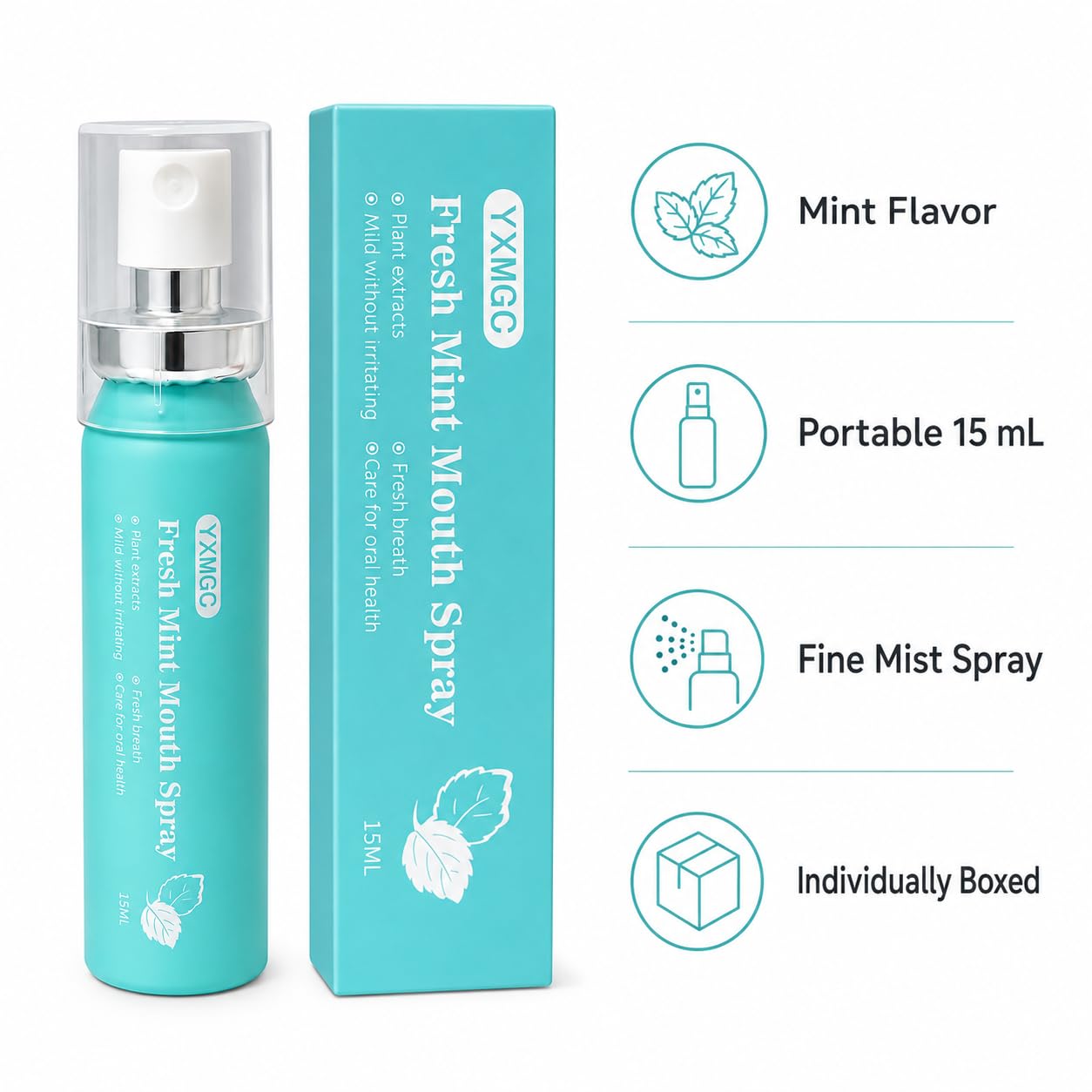 Yxmcc Mundspray mit Minzgeschmack, lindert schlechten Atem und küsst Artefakt, 150 ml (2 Packungen)