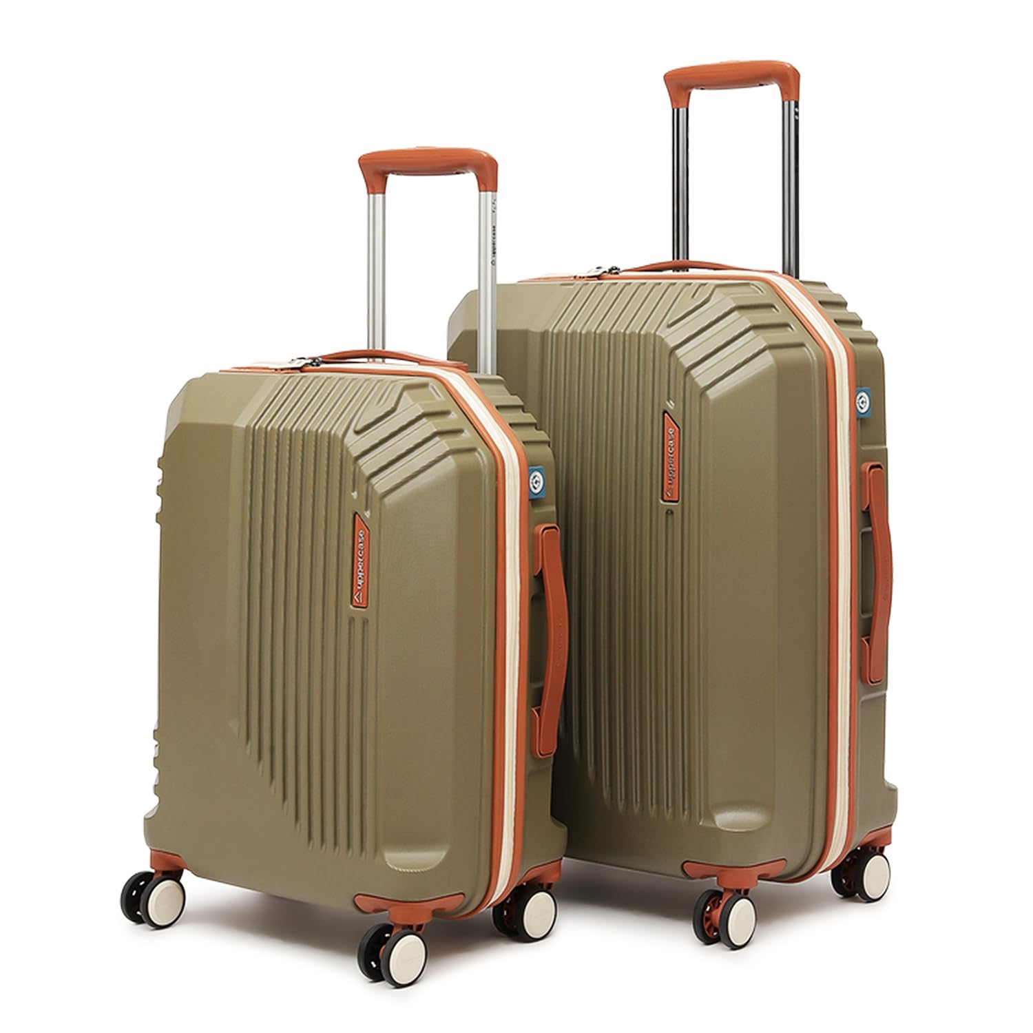 uppercase Vector Trolley Bag Set of 2 (S+M), Hardsided Luggage Set (Brown) | Anti-Theft Zippers | 8 Smooth-Rolling Spinner Wheels | TSA-Approved Lock | 5.5 Years Warranty | Durable Polycarbonate Shell